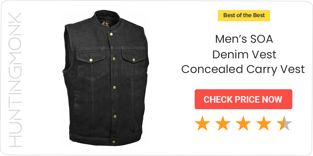 Men’s SOA Denim Vest with 1 Inside Concealed Gun Pocket